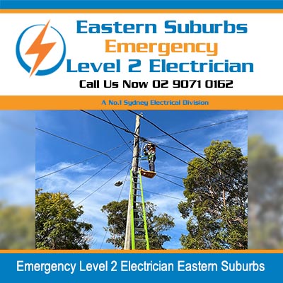 Electrician on utility pole working in Eastern Suburbs